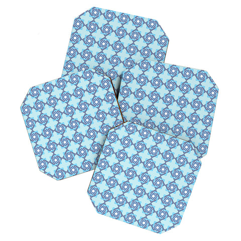Lara Kulpa Blue Diamond Flower Coaster Set