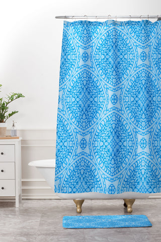 Lara Kulpa Doodallion Turquoise Shower Curtain And Mat