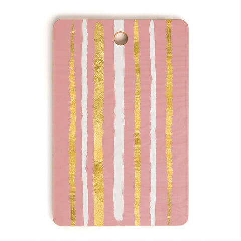Lara Kulpa Gold and White Stripe on Blush Cutting Board Rectangle