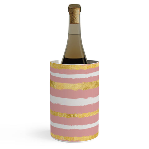 Lara Kulpa Gold and White Stripe on Blush Wine Chiller