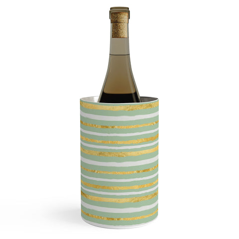 Lara Kulpa Gold and White Stripe on Mint Wine Chiller