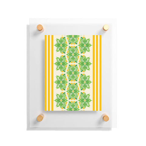 Lara Kulpa Green And Yellow Tribal Floral Floating Acrylic Print