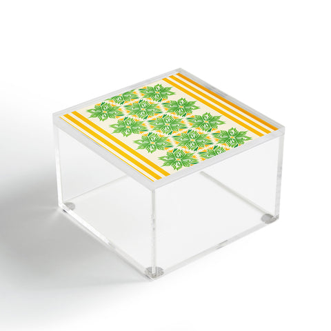 Lara Kulpa Green And Yellow Tribal Floral Acrylic Box