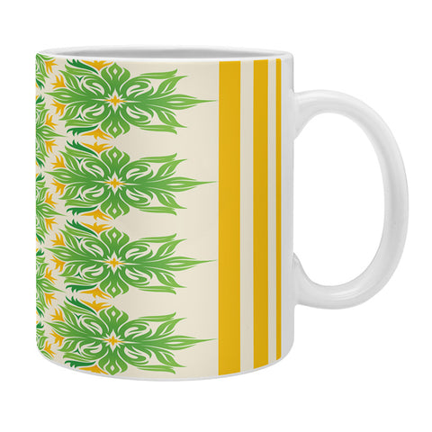 Lara Kulpa Green And Yellow Tribal Floral Coffee Mug