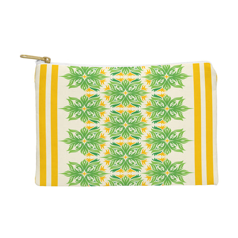 Lara Kulpa Green And Yellow Tribal Floral Pouch