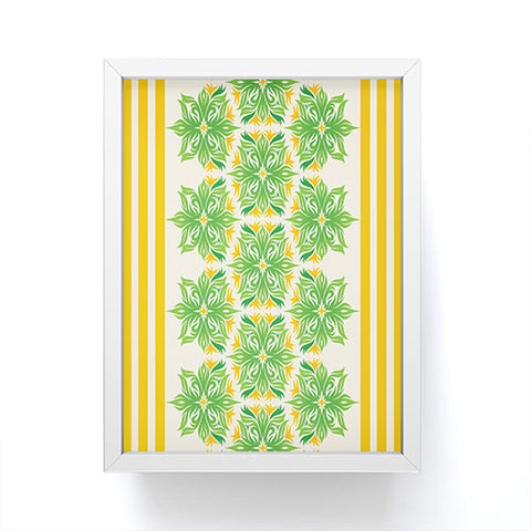 Lara Kulpa Green And Yellow Tribal Floral Framed Mini Art Print