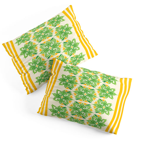Lara Kulpa Green And Yellow Tribal Floral Pillow Shams