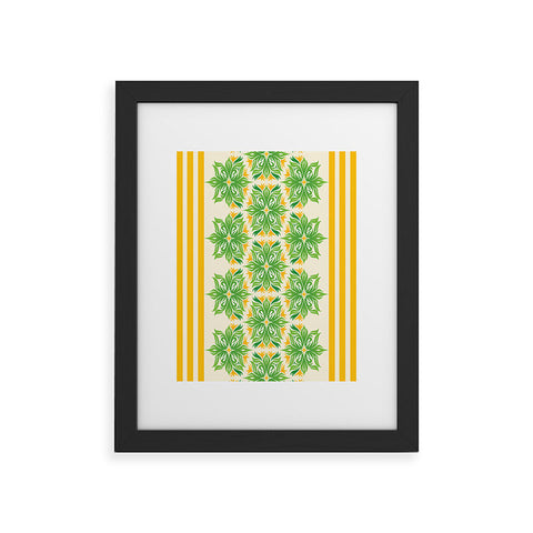 Lara Kulpa Green And Yellow Tribal Floral Framed Art Print
