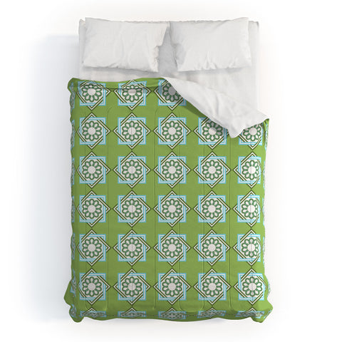 Lara Kulpa Green Diamond Flower Comforter