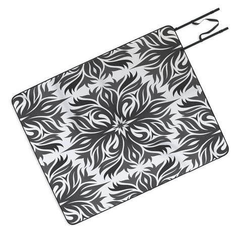 Lara Kulpa Grey Tribal Floral Picnic Blanket