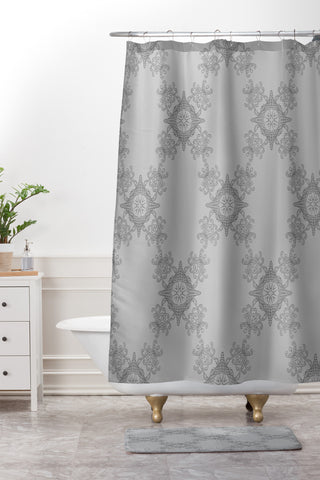 Lara Kulpa Ornamental Grey Shower Curtain And Mat