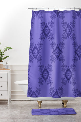 Lara Kulpa Ornamental Purple Shower Curtain And Mat