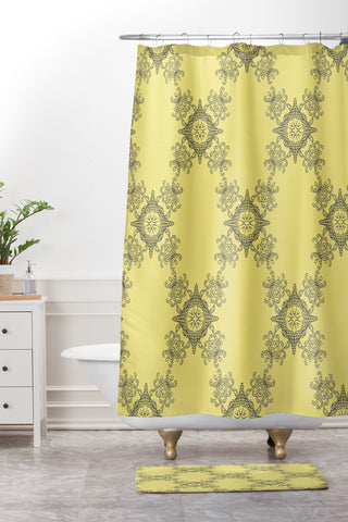 Lara Kulpa Ornamental Yellow Shower Curtain And Mat