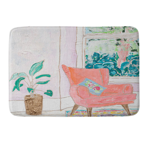 Lara Lee Meintjes A Room with a View Pink Armchair by the Window Memory Foam Bath Mat