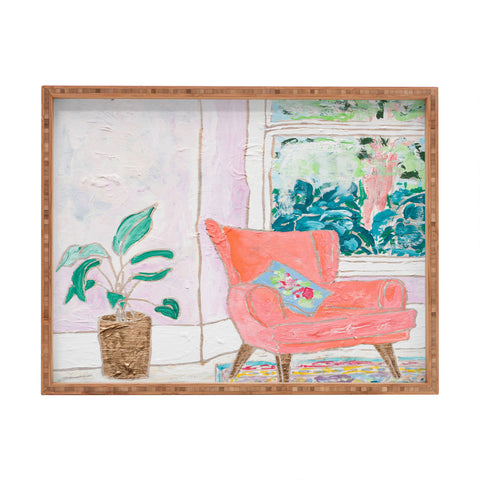 Lara Lee Meintjes A Room with a View Pink Armchair by the Window Rectangular Tray