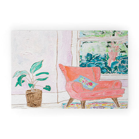 Lara Lee Meintjes A Room with a View Pink Armchair by the Window Welcome Mat