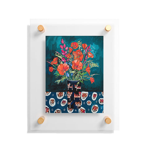 Lara Lee Meintjes California Summer Bouquet Oranges and Lily Blossoms in Blue and White Urn Floating Acrylic Print