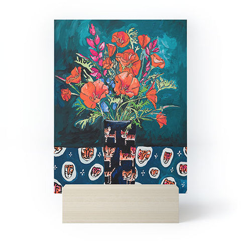 Lara Lee Meintjes California Summer Bouquet Oranges and Lily Blossoms in Blue and White Urn Mini Art Print
