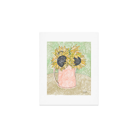 Lara Lee Meintjes Fall Sunflower Bouquet in Pitcher Offset Art Print