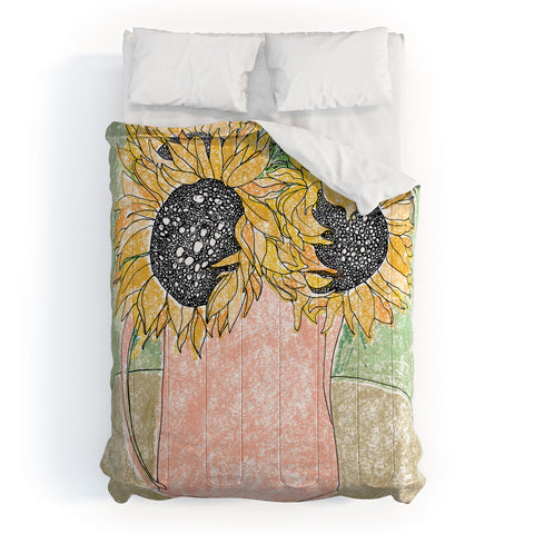 Lara Lee Meintjes Fall Sunflower Bouquet in Pitcher Offset Comforter