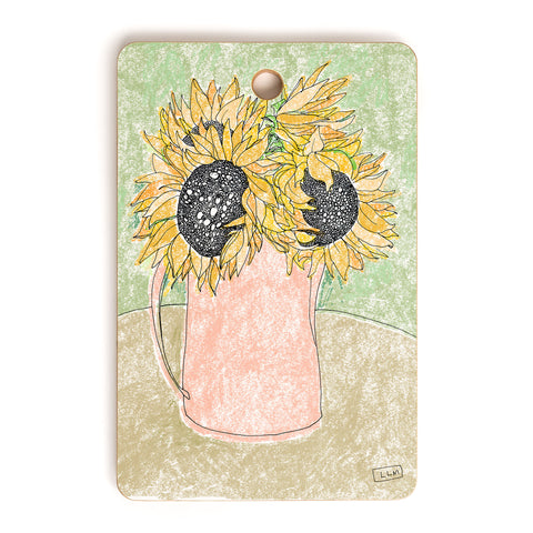 Lara Lee Meintjes Fall Sunflower Bouquet in Pitcher Offset Cutting Board Rectangle