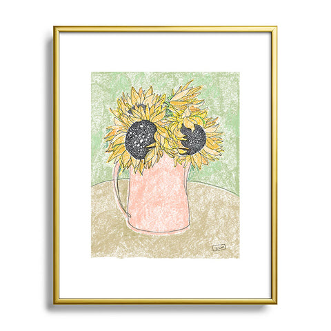Lara Lee Meintjes Fall Sunflower Bouquet in Pitcher Offset Metal Framed Art Print