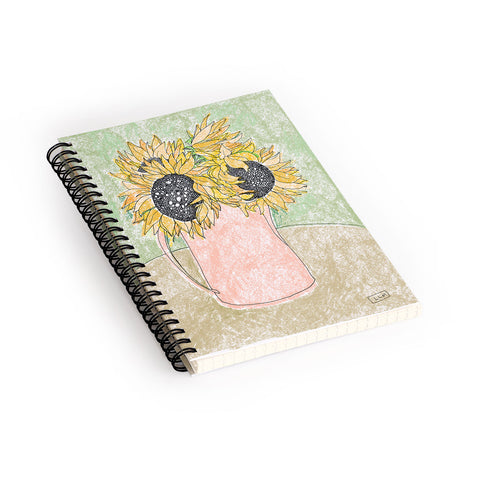 Lara Lee Meintjes Fall Sunflower Bouquet in Pitcher Offset Spiral Notebook