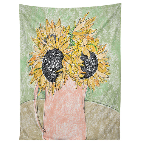 Lara Lee Meintjes Fall Sunflower Bouquet in Pitcher Offset Tapestry