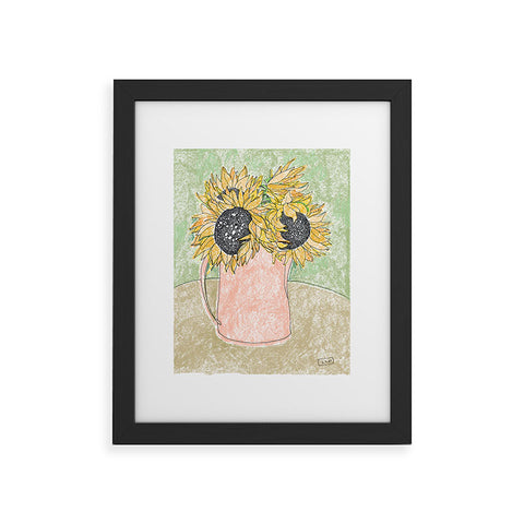 Lara Lee Meintjes Fall Sunflower Bouquet in Pitcher Offset Framed Art Print