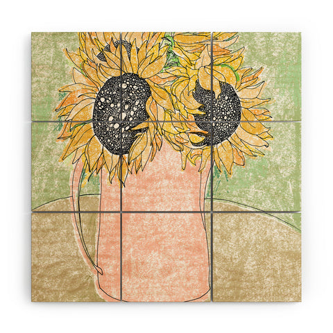Lara Lee Meintjes Fall Sunflower Bouquet in Pitcher Offset Wood Wall Mural