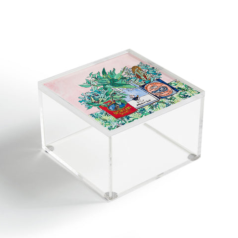 Lara Lee Meintjes Jungle Botanical in Colorful Cans on Pink Still Life Acrylic Box