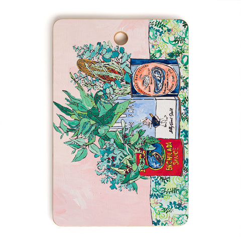 Lara Lee Meintjes Jungle Botanical in Colorful Cans on Pink Still Life Cutting Board Rectangle