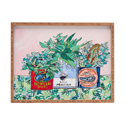 Lara Lee Meintjes Jungle Botanical in Colorful Cans on Pink Still Life Rectangular Tray