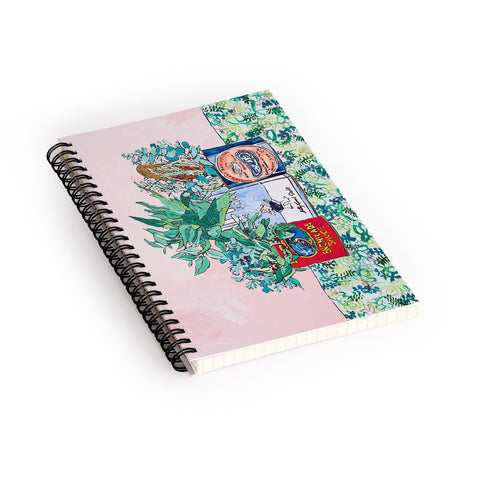 Lara Lee Meintjes Jungle Botanical in Colorful Cans on Pink Still Life Spiral Notebook