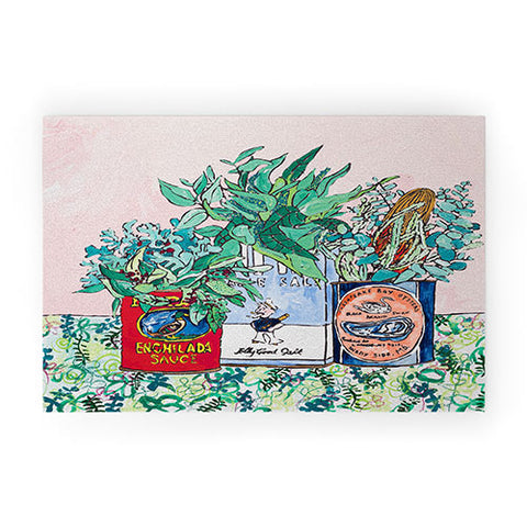 Lara Lee Meintjes Jungle Botanical in Colorful Cans on Pink Still Life Welcome Mat