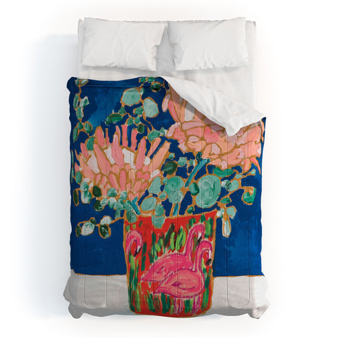 Lara Lee Meintjes Protea in Enamel Flamingo Tumbler Painting Comforter