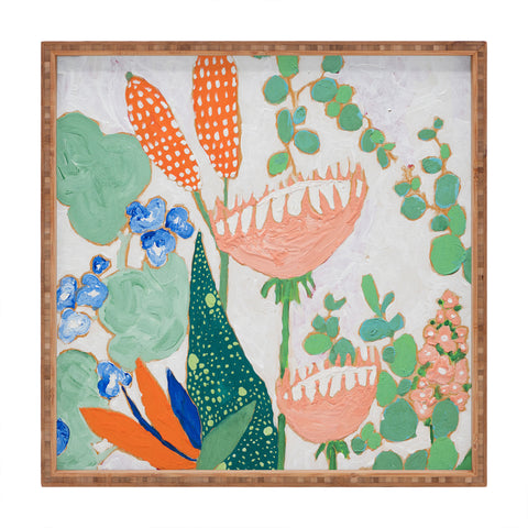 Lara Lee Meintjes Proteas and Birds of Paradise Painting Square Tray