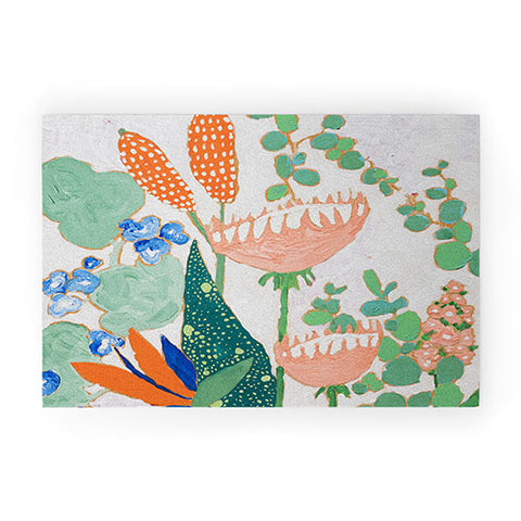Lara Lee Meintjes Proteas and Birds of Paradise Painting Welcome Mat