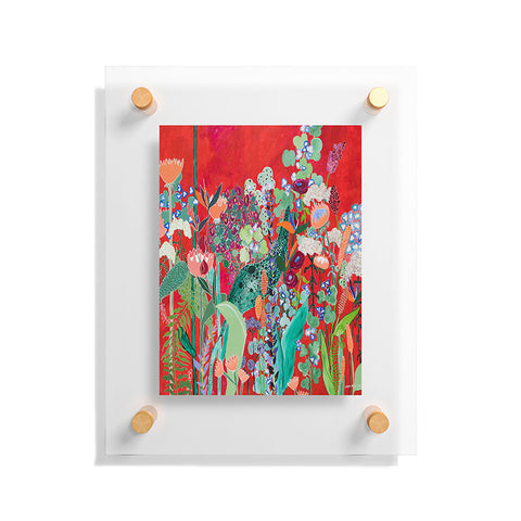 Lara Lee Meintjes Red Floral Jungle Floating Acrylic Print