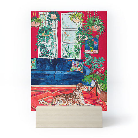 Lara Lee Meintjes Red Interior With Borzoi Dog And House Plants Mini Art Print