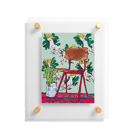 Lara Lee Meintjes School Chair and Mint Cockatoo Wallpaper Floating Acrylic Print