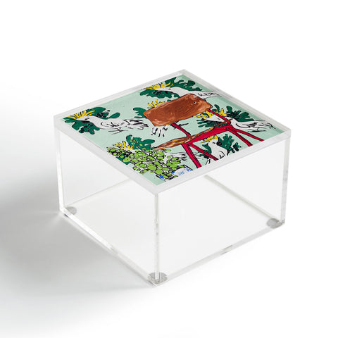 Lara Lee Meintjes School Chair and Mint Cockatoo Wallpaper Acrylic Box