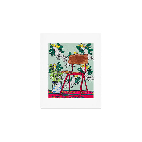 Lara Lee Meintjes School Chair and Mint Cockatoo Wallpaper Art Print