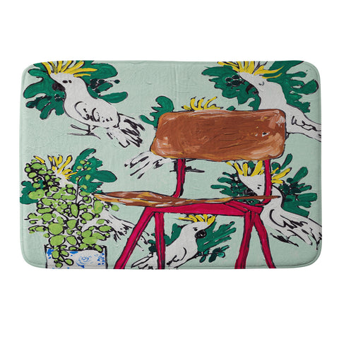 Lara Lee Meintjes School Chair and Mint Cockatoo Wallpaper Memory Foam Bath Mat