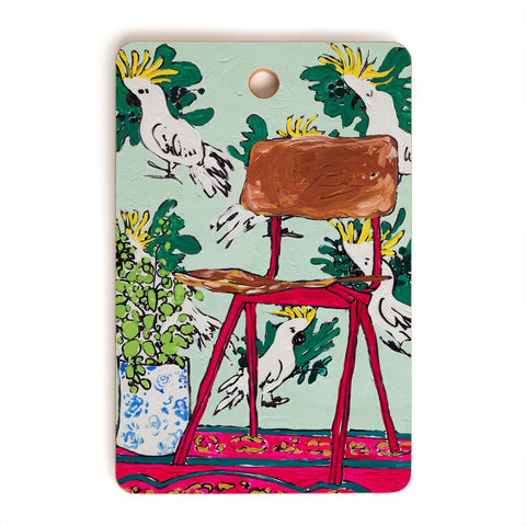Lara Lee Meintjes School Chair and Mint Cockatoo Wallpaper Cutting Board Rectangle