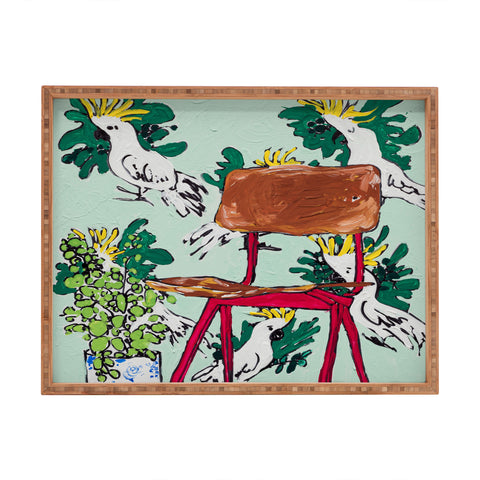 Lara Lee Meintjes School Chair and Mint Cockatoo Wallpaper Rectangular Tray