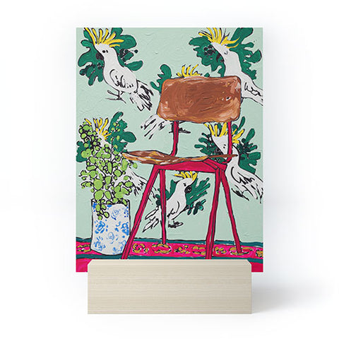 Lara Lee Meintjes School Chair and Mint Cockatoo Wallpaper Mini Art Print