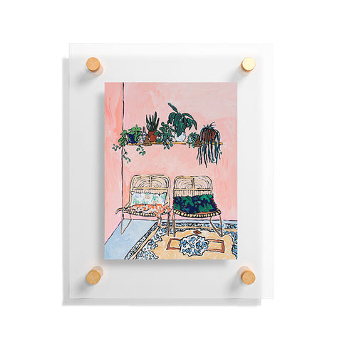 Lara Lee Meintjes Two Chairs and a Napping Ginger Cat Floating Acrylic Print