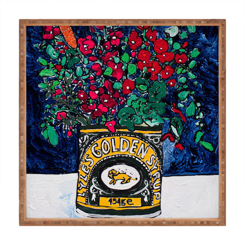Lara Lee Meintjes Wild Flowers in Golden Syrup Tin on Blue Square Tray