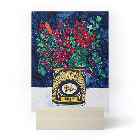 Lara Lee Meintjes Wild Flowers in Golden Syrup Tin on Blue Mini Art Print